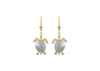 Mini Sea Turtle Lever Back Animal Earrings